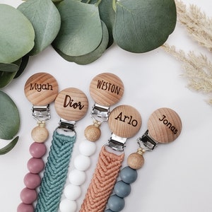 personalize pacifier clip paci clip binky clip dummy clip pacifier leash paci leash daycare accessories laser engraved wood silicone bead gender neutral baby gift baby boy gift baby girl gift color custom paci clip custom pacifier