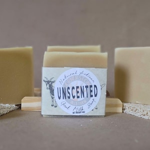 Unscented Goat Milk Soap, Moisturizing Natural Bar with Olive Oil & Shea Butter, Gentle Skin Care for Sensitive Skin