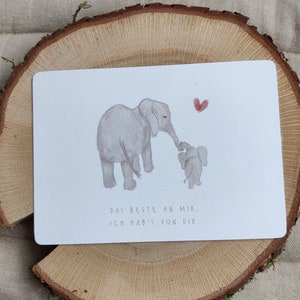 Muttertag Karte Mama Elefant mit Baby für Mama