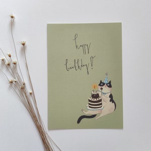 Geburtstagskarte Happy Birthday Katze Geburtstag Torte zum Geburtstag
