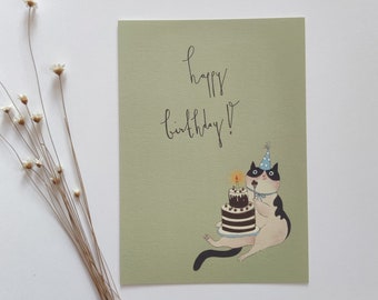 Geburtstagskarte Happy Birthday Katze Geburtstag Torte zum Geburtstag