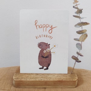 Geburtstagskarte Happy Birthday Capybara zum Geburtstag Blumen