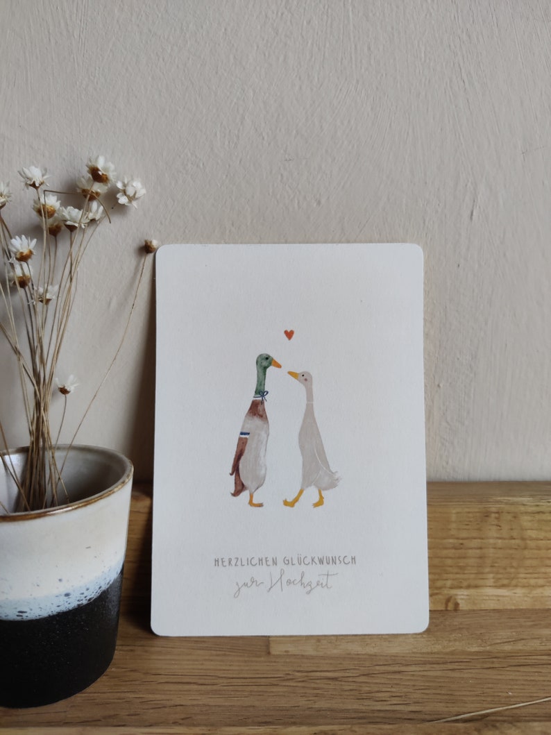 Hochzeitskarte Aquarell Enten Herz Liebe zur Hochzeit Etsy.de