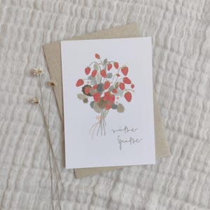 Karte Süße Grüße Freundschaft Erdbeeren Strauß Freundin Freund