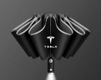New Automatic Reverse LED Lighting Reflective Strip Ten Bone Car Umbrella For Tesla Model 3 Model X Model S Model Y Accessory