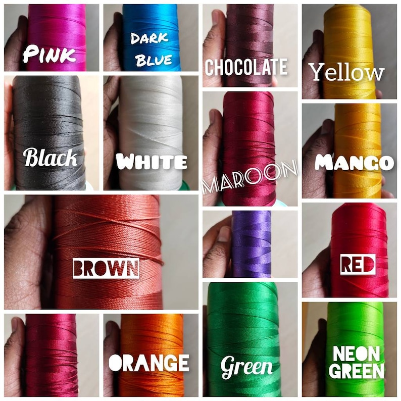 K&ouml;nnte beinhalten: Eine Sammlung von Garnrollen in verschiedenen Farben, darunter Pink, Dunkelblau, Schokolade, Gelb, Schwarz, Wei&szlig;, Rotbraun, Mango, Braun, Rot, Orange, Gr&uuml;n und Neongr&uuml;n.