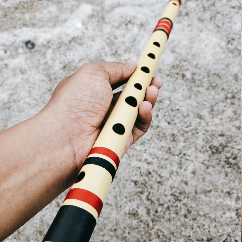 D Medium Indian Bansuri Flute Bamboo Wooden Professional Bamboo Bansuri Flute D Sharp Medium Scale 440Hz/432Hz Custom Made Flute image 4