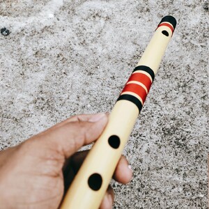 D Medium Indian Bansuri Flute Bamboo Wooden Professional Bamboo Bansuri Flute D Sharp Medium Scale 440Hz/432Hz Custom Made Flute image 5