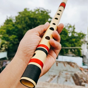 D Medium Indian Bansuri Flute Bamboo Wooden Professional Bamboo Bansuri Flute D Sharp Medium Scale 440Hz/432Hz Custom Made Flute image 1