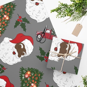 Black Santa Claus and Mrs. Claus Wrapping Paper, African-american Christmas  Couple, Melanin Xmas Paper 