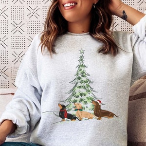 Dachshund Christmas Tree Sweatshirt: Dog Lover Gift
