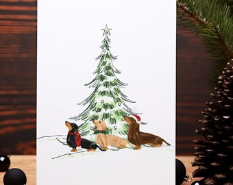 Dachshund Christmas Cards, Wiener Greeting Cards, Blank Cards Dachshund Lover Xmas Card  Set