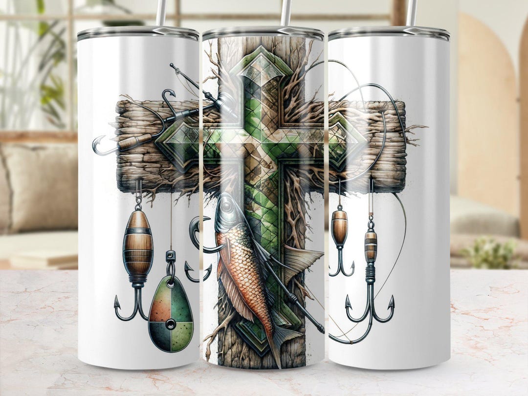 Fishing Cross PNG Digital Download for Tumbler Wrap Sublimation ...