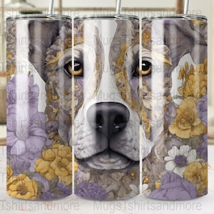 Dog Floral Art 20oz Tumbler Wrap: Colorful Flowers (Digital Download)