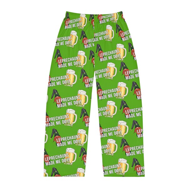 Men's St. Patrick's Day Pajama Pants, St. Patricks Day Leprechauns PJ's, Bottoms. Gift for him