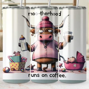 Highland Cow Tumbler Wrap: Mom Life Coffee Design (Digital Download)