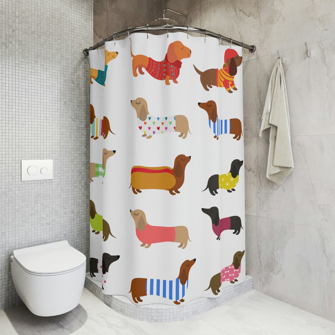 Dachshund Shower Curtain, Funny Wiener Shower Curtain,sausage Dog, Bath