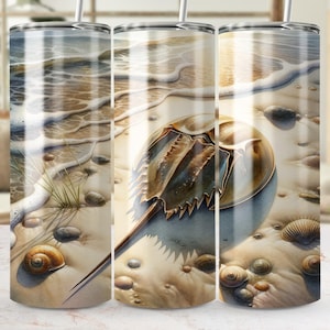 Horseshoe Crab Tumbler Wrap, Beach 20 oz Tumbler PNG, Coastal Sublimation Designs, Ocean Tumbler Wrap, Digital Download