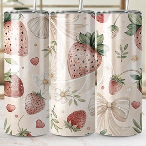 Strawberry Tumbler Wrap: 20oz Skinny Tumbler Sublimation Design (Digital Download, Commercial Use)