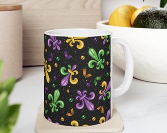 Mardi Gras Mug Ceramic Mug 11oz  Mardi Gras Coffee Mug Mardi Gras  Coffee Cup New Orleans Fat Tuesday Mardi Gras Gift