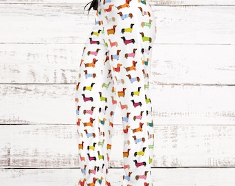 Dachshund Women's Pajama Pants (AOP), Dachshund Sleep Wear, Wiener Dog PJ Bottoms, Doxie  Sleepwear