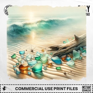 Sea Glass Png, Beach Png, Wave Png, Digital Download, Beach Scene, Summer Png, Ocean Png, Tropical Png, Digital, Digital Download, PNG