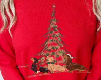 Dachshund Christmas Sweatshirt, Doxie Mom gift ,Trio, Dog Lover Gift