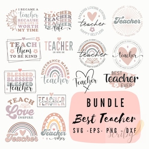 Bundle 16 graphiques numériques Best Teacher SVG PNG Cricut DIY gifts