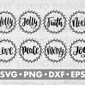 Chrismas Ornament Svg Bundle / Peace Svg / Joy Svg / Svg Archivos para Cricut