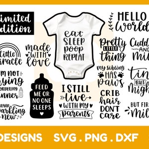 Baby Svg-bundel | Pasgeboren SVG | Babymeisje SVG | Babyjongen SVG | Baby rompertje SVG | Svg-bestanden voor Cricut
