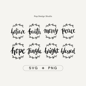 Enfeites de Natal SVG, Pacote de Natal SVG, Arquivos PNG de Enfeites de Natal, Arquivos SVG para Cricut, Frases de Natal SVG