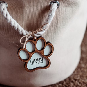 Dog organization, paw print tag, gift for dog lovers, dog tag personalized, dog owner gift, puppy toy bin, dog ornament, custom dog gifts image 4