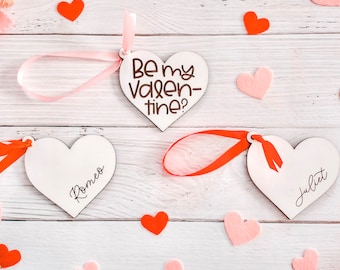 Valentines Day tags for kids, galentines day table decor, happy valentines day tag, be my valentine card, place tags, custom name heart