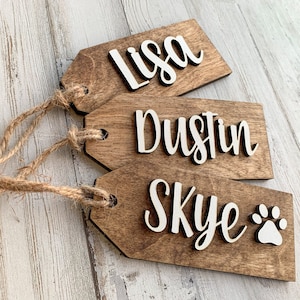 Personalized Wood Christmas Stocking Tags: Handmade Wooden Name Gift Tags