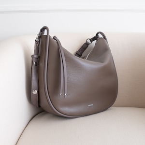 Genuine Leather Hobo Bag Purse - Wood Berry - Crossbody or Shoulder - High Quality, Durable, Minimal, Modern (USA Seller) AA1-001-04-revC