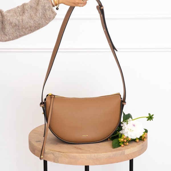Leather Convertible Bag - TOBACCO - Crossbody, Shoulder, Top-handle - High Quality, Durable, Modern (USA Seller) AA1-011-04-revB-FAX