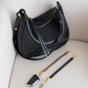 Genuine Leather Hobo Bag Purse Black Crossbody or Shoulder Carry High Quality, Durable, Minimal and Modern USA Seller AA1-001-01-FAX image 4