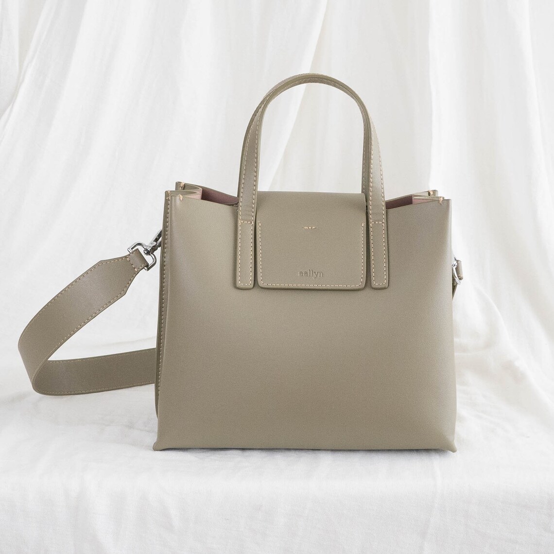 Moss Green/Khaki Genuine Leather Medium Satchel Bag | Etsy