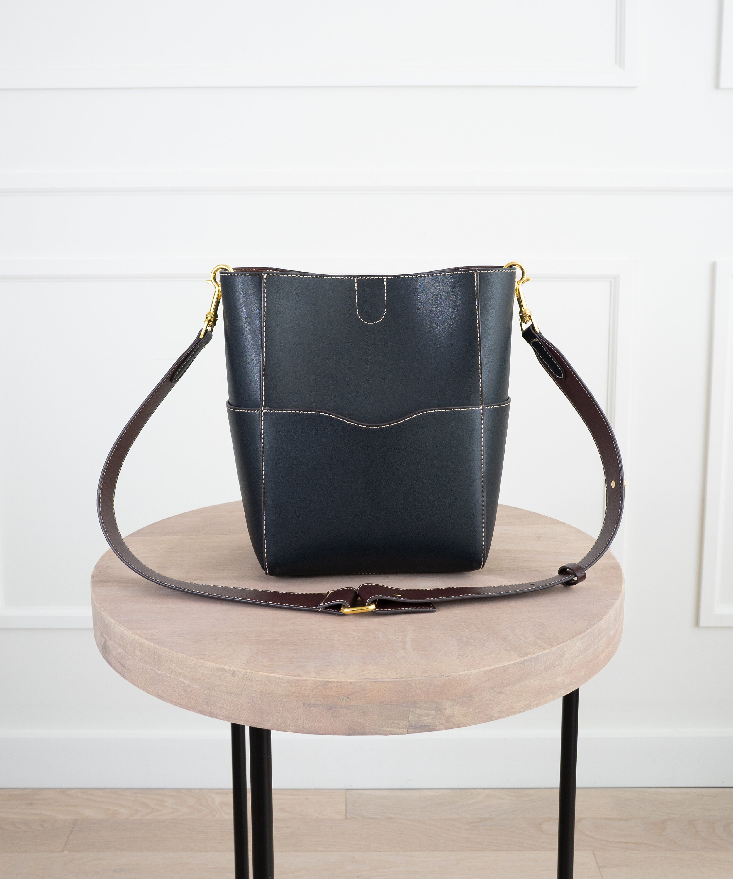 Black Genuine Leather Bucket Bag Purse Crossbody or Shoulder | Etsy
