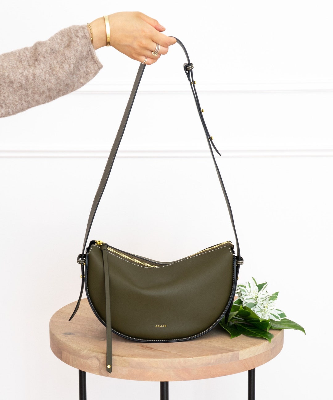 Genuine Leather Convertible Bag OLIVE GREEN Crossbody, Shoulder, Top