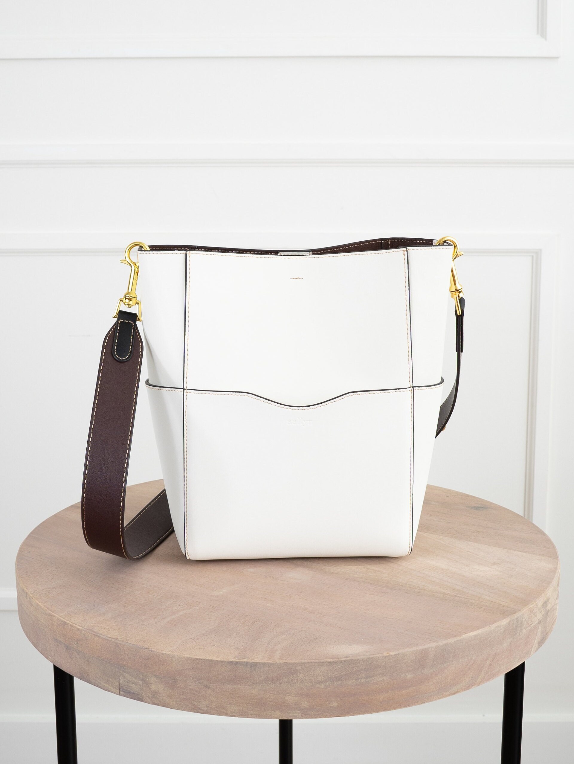 Cream/White Genuine Leather Bucket Bag Purse Crossbody or Etsy