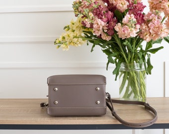 Wood Berry - Leather Mini Satchel Bag - Crossbody or