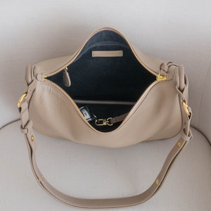 Genuine Leather Hobo Bag Purse Biscotti Crossbody or Shoulder High Quality, Durable, Minimal and Modern USA Seller AA1-001-02-FAX image 5