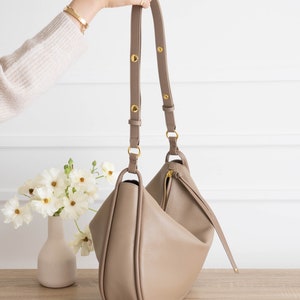 Genuine Leather Hobo Bag Purse Biscotti Crossbody or Shoulder High Quality, Durable, Minimal and Modern USA Seller AA1-001-02-FAX image 3