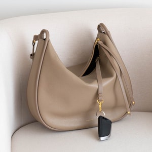 Genuine Leather Hobo Bag Purse Biscotti Crossbody or Shoulder High Quality, Durable, Minimal and Modern USA Seller AA1-001-02-FAX image 4