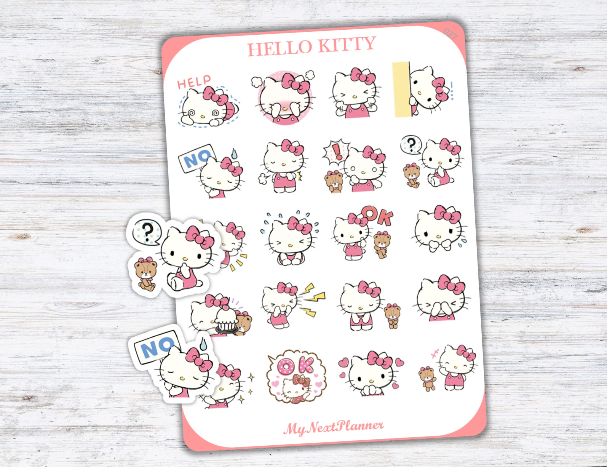 Hello Kitty Kawaii Pegatinas Planner Sticker Sheet Kawaii | Etsy