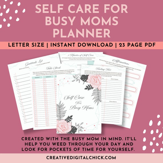 Self Care For Busy Moms Planner Activity Tracker Printable