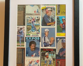 Montreal Expos wall decor 11x14 made from real Baseball Cards. Unframed. One-of-a-kind!
