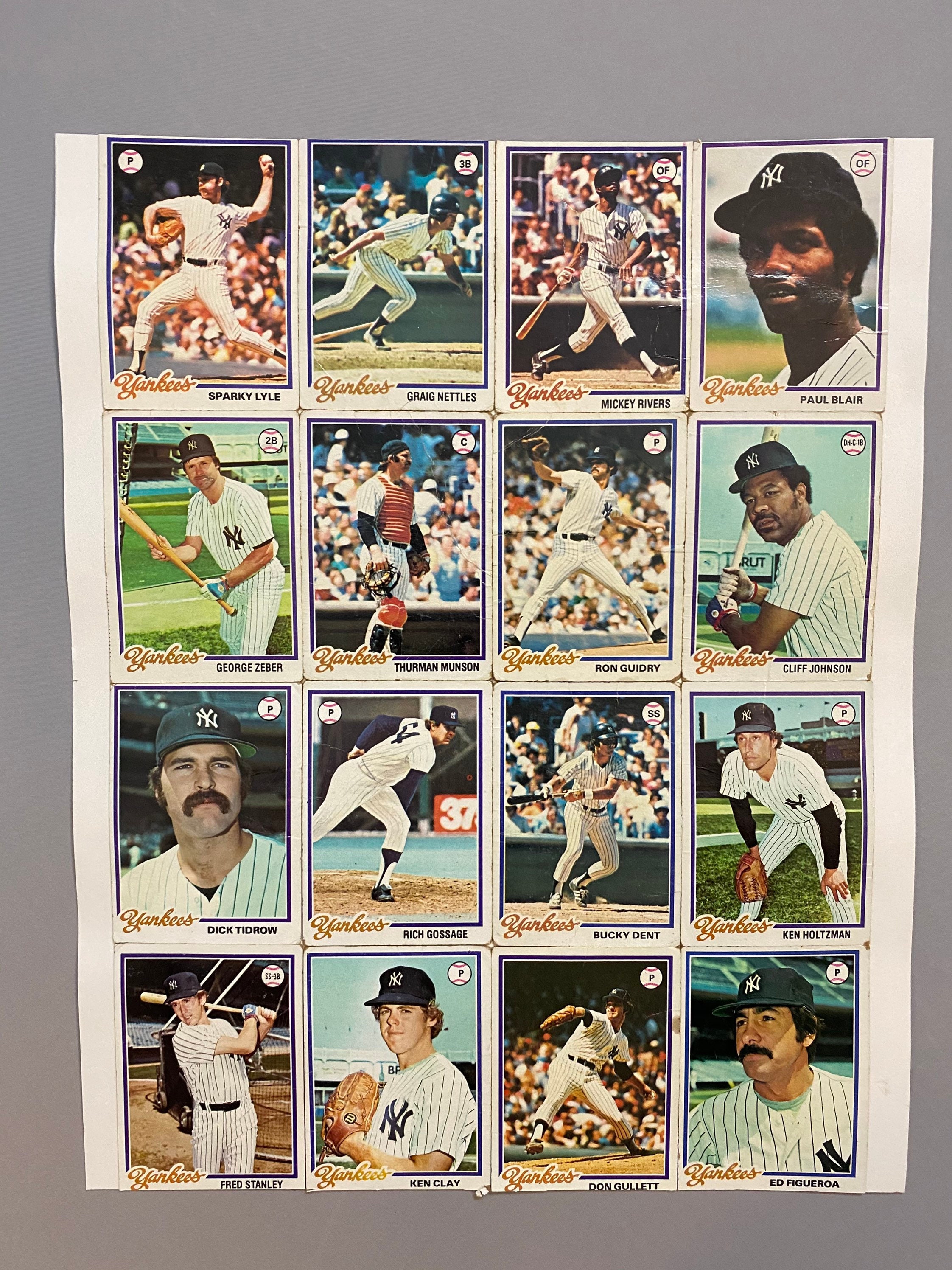 New York Yankees Baseball Cards Wall Hanging. Unframed. Fits 