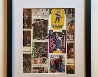 Denver Nuggets 11x14 wall decor made from real basketball cards. One-of-a-kind!